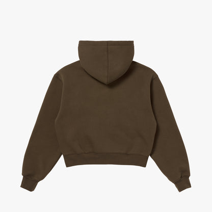 W'S ESSENTIAL BRUSHED HOODIE - DARK BROWN