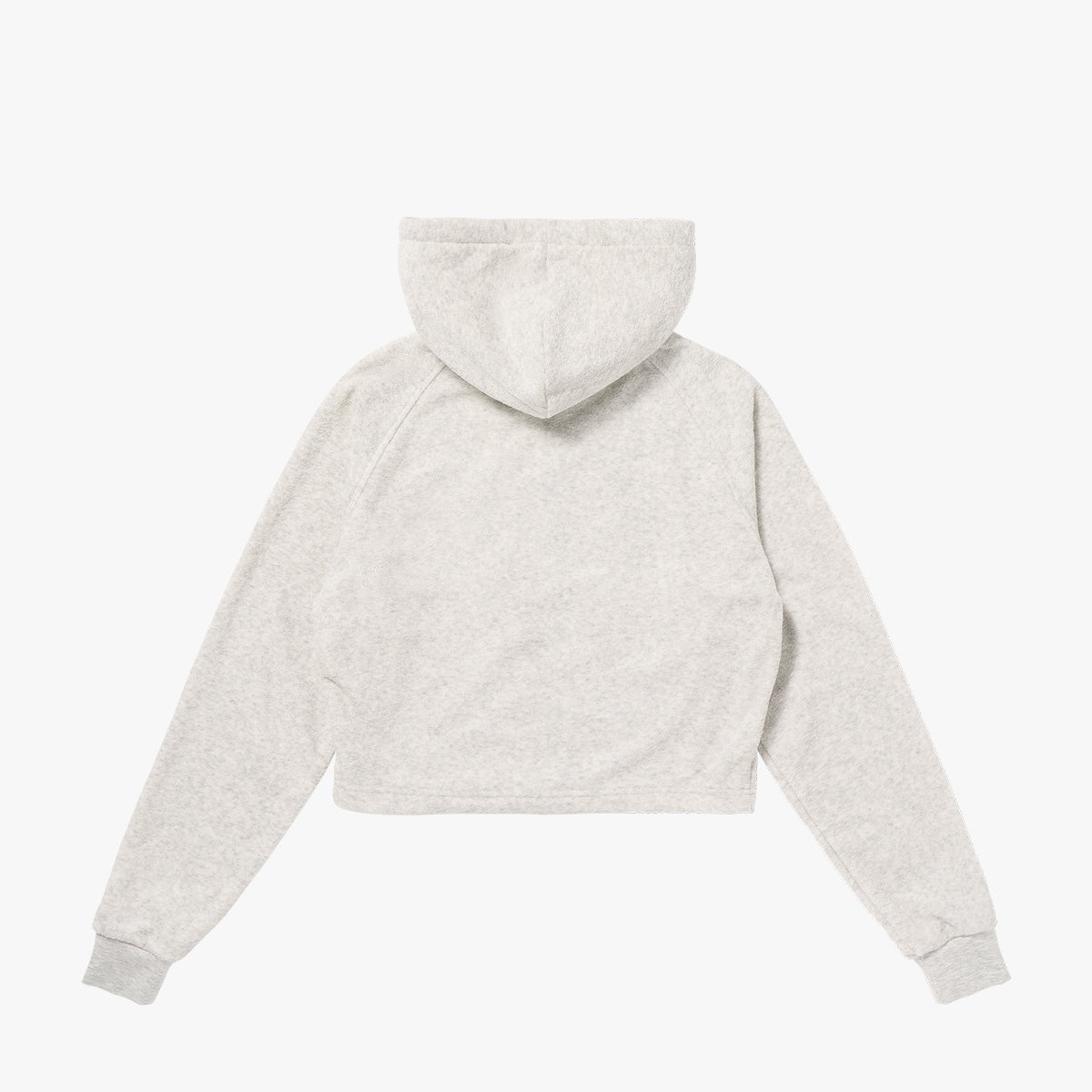 W'S TERRY FLEECE CROPPED FULL ZIP-UP HOODIE - OATMEAL