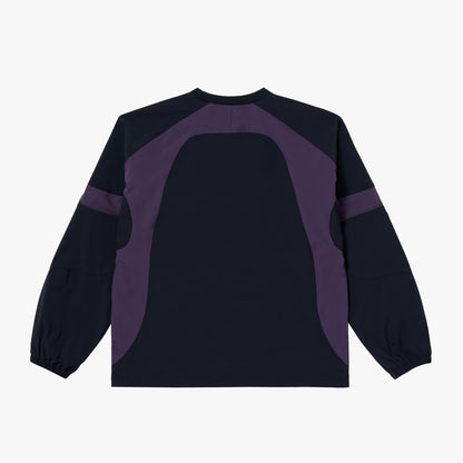 COLOR-BLOCK WOVEN PULLOVER - NAVY