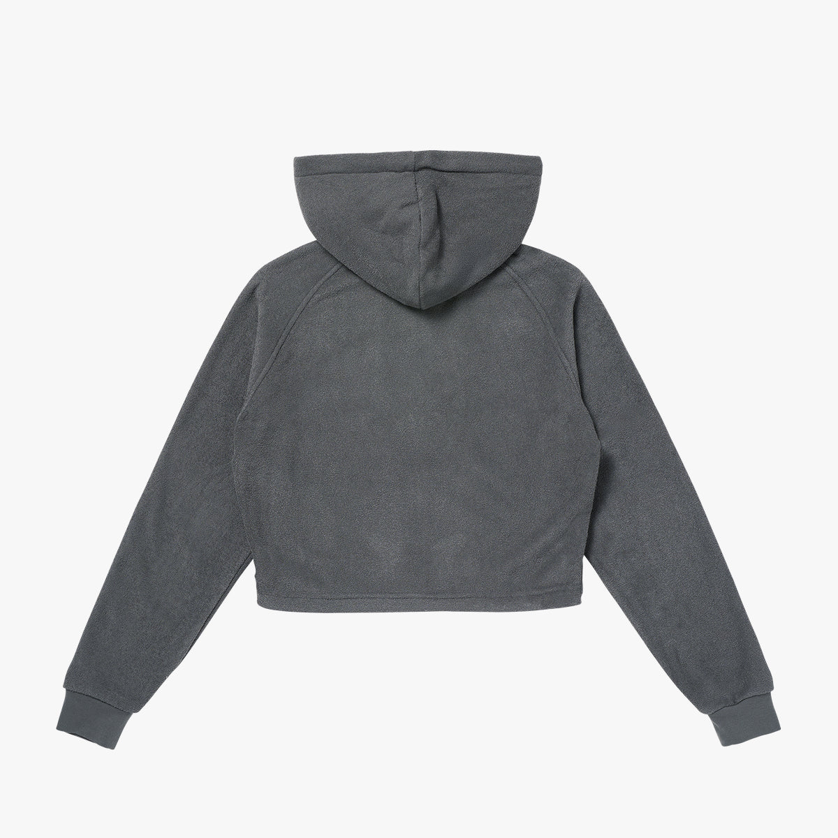 W'S TERRY FLEECE CROPPED FULL ZIP-UP HOODIE - CHARCOAL