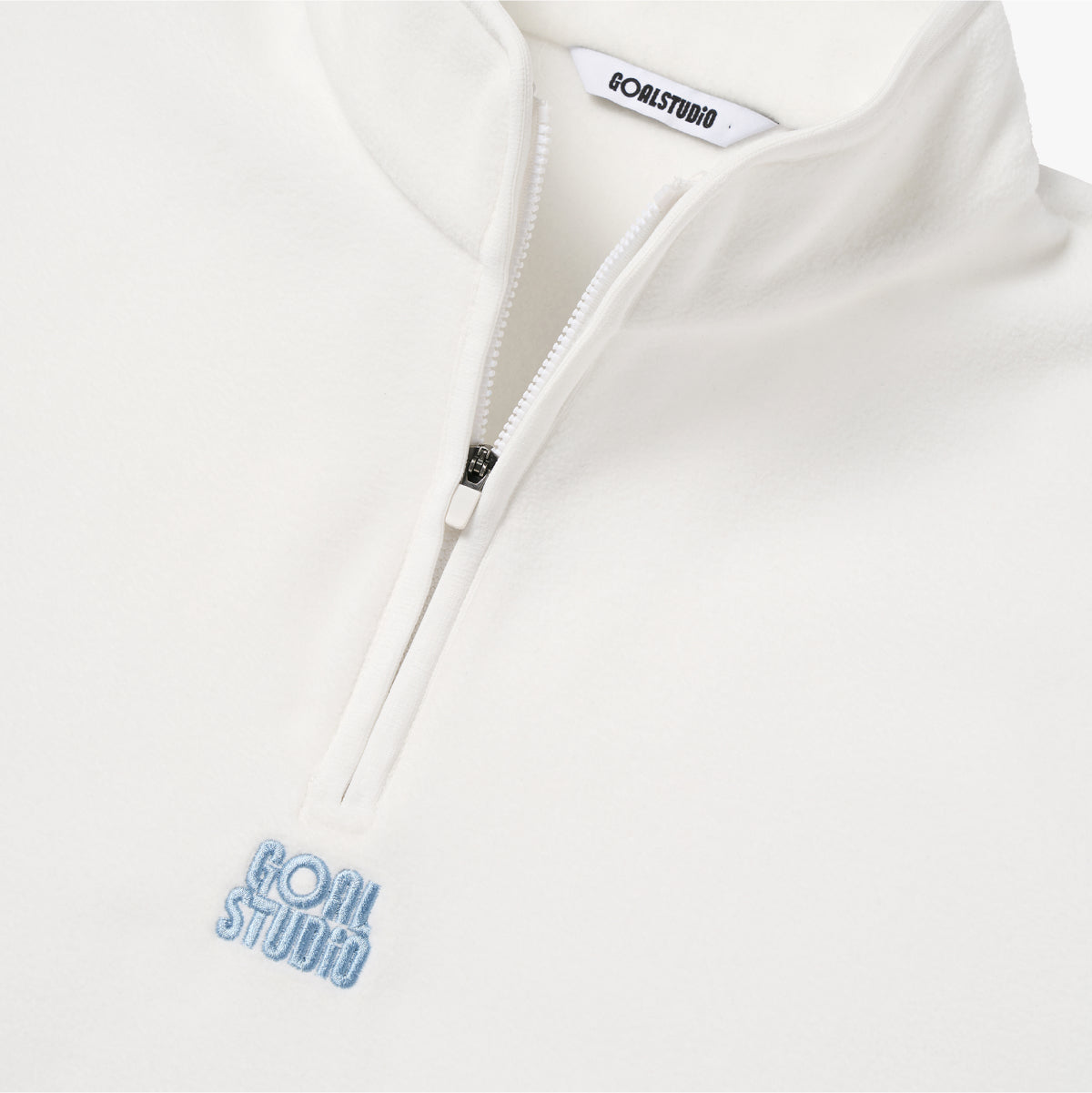 ESSENTIAL MICROFLEECE QUARTER ZIP-UP TEE - OFF WHITE