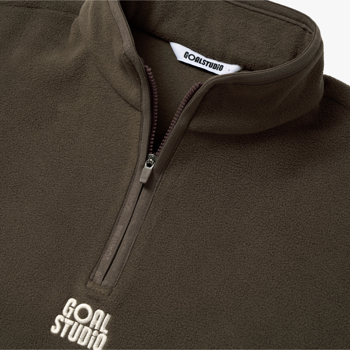 ESSENTIAL MICROFLEECE QUARTER ZIP-UP TEE - DARK BROWN