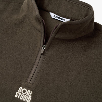 ESSENTIAL MICROFLEECE QUARTER ZIP-UP TEE - DARK BROWN