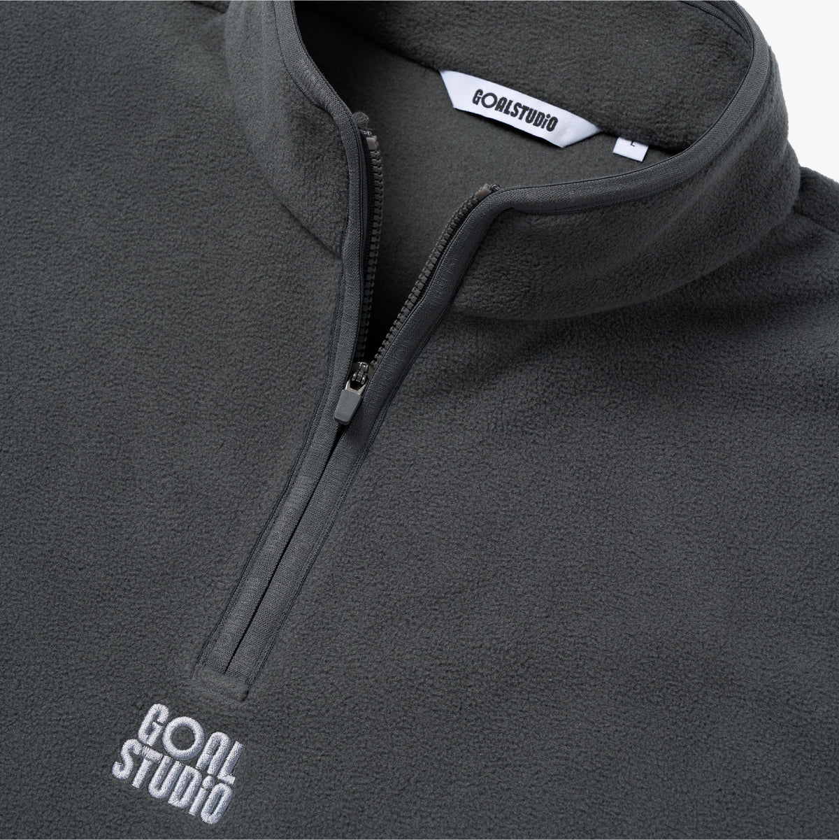 ESSENTIAL MICROFLEECE QUARTER ZIP-UP TEE - CHARCOAL