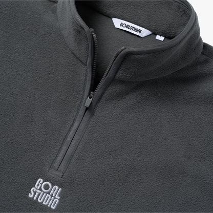 ESSENTIAL MICROFLEECE QUARTER ZIP-UP TEE - CHARCOAL