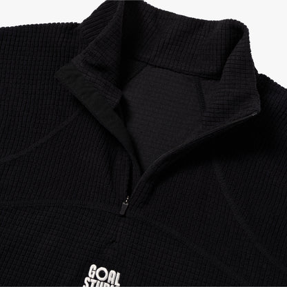 M'S GRID FLEECE QUARTER ZIP-UP TEE - BLACK