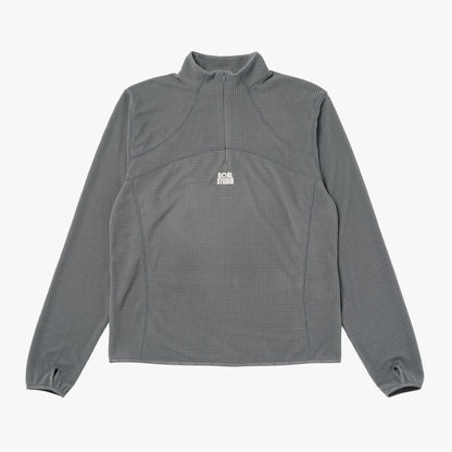 M'S GRID FLEECE QUARTER ZIP-UP TEE - GREY