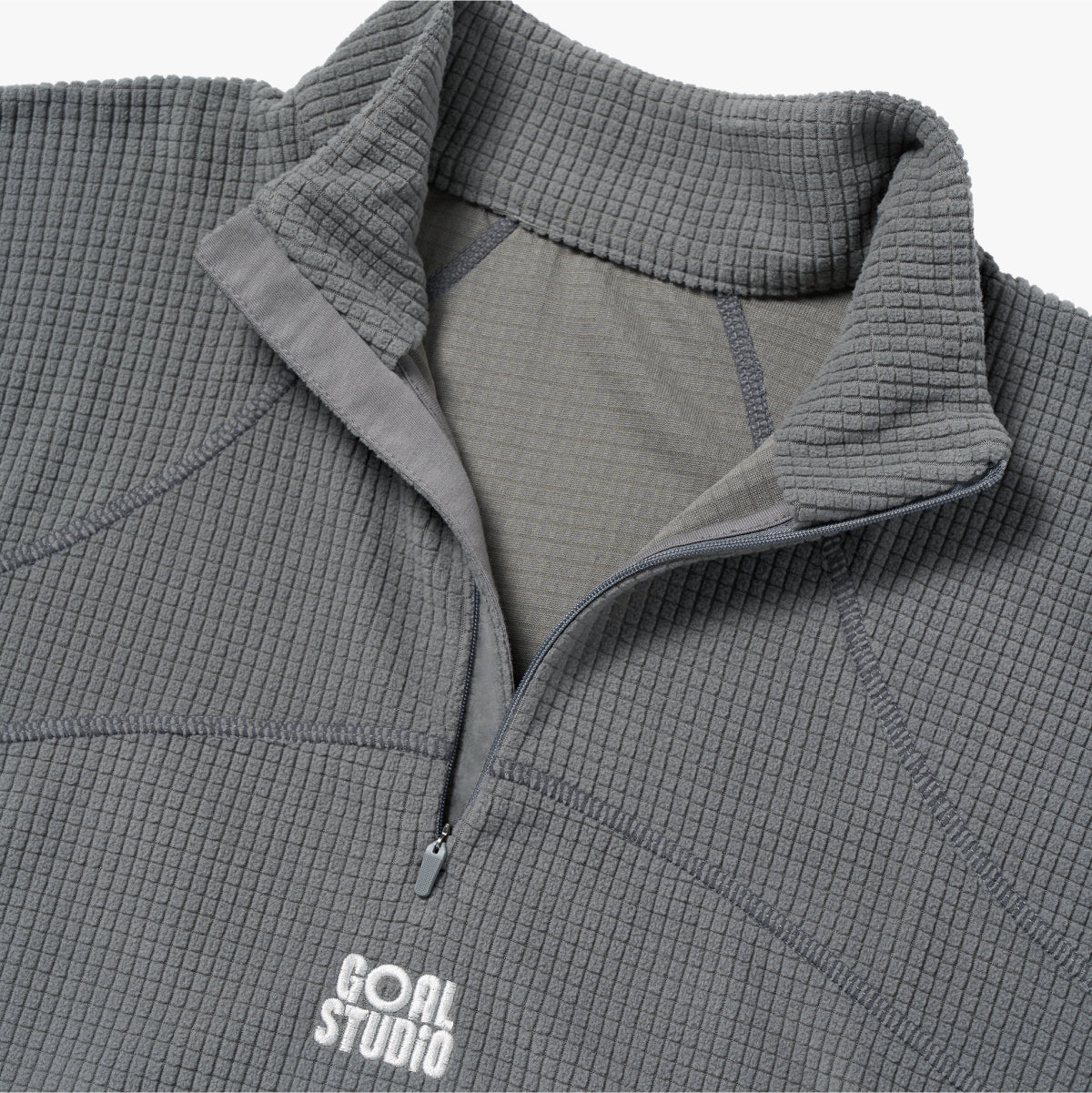 M'S GRID FLEECE QUARTER ZIP-UP TEE - GREY