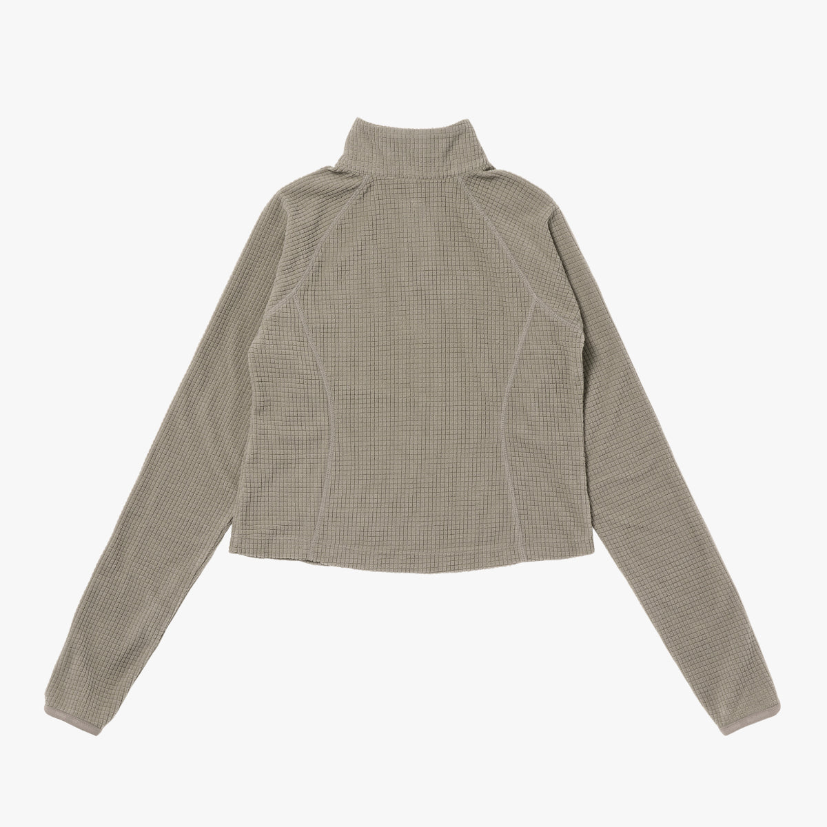 W'S GRID FLEECE QUARTER ZIP-UP TEE - DARK BEIGE