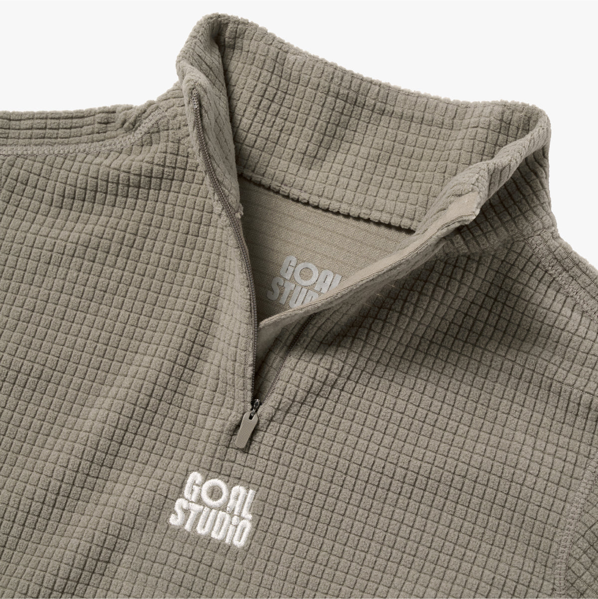 W'S GRID FLEECE QUARTER ZIP-UP TEE - DARK BEIGE