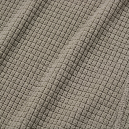 W'S GRID FLEECE QUARTER ZIP-UP TEE - DARK BEIGE