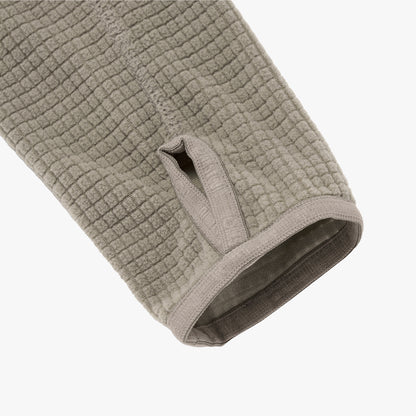 W'S GRID FLEECE QUARTER ZIP-UP TEE - DARK BEIGE