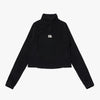 W'S GRID FLEECE QUARTER ZIP-UP TEE - BLACK