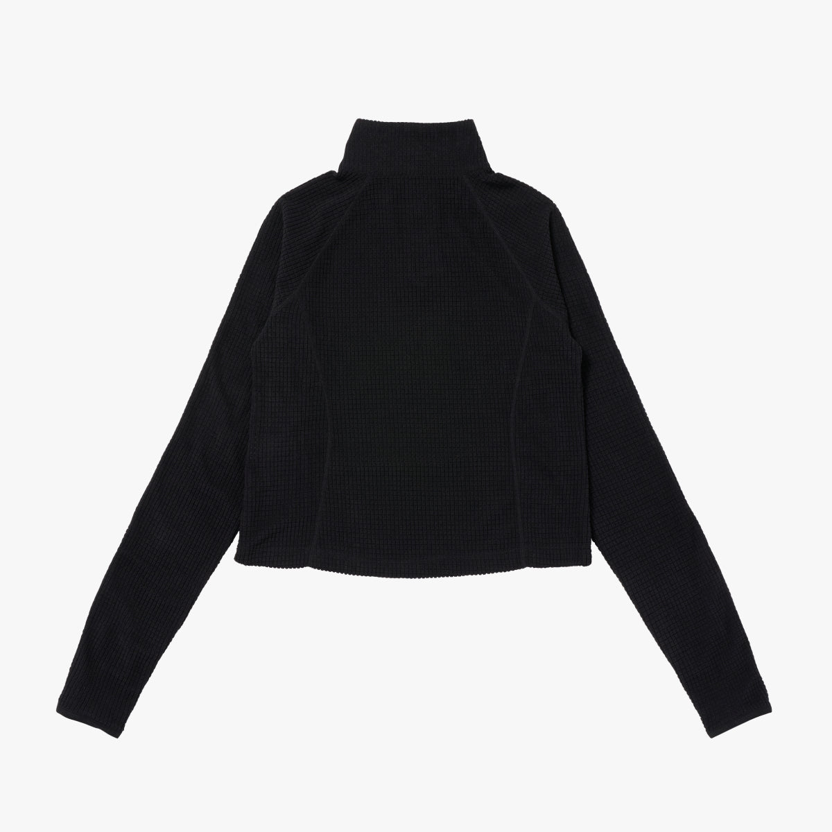 W'S GRID FLEECE QUARTER ZIP-UP TEE - BLACK