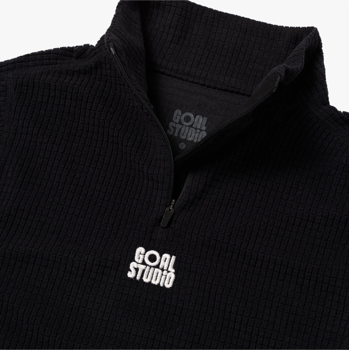 W'S GRID FLEECE QUARTER ZIP-UP TEE - BLACK