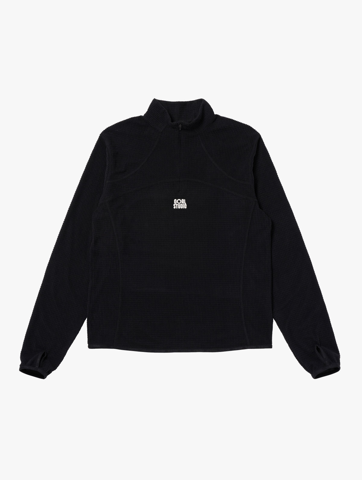 M'S GRID FLEECE QUARTER ZIP-UP TEE - BLACK