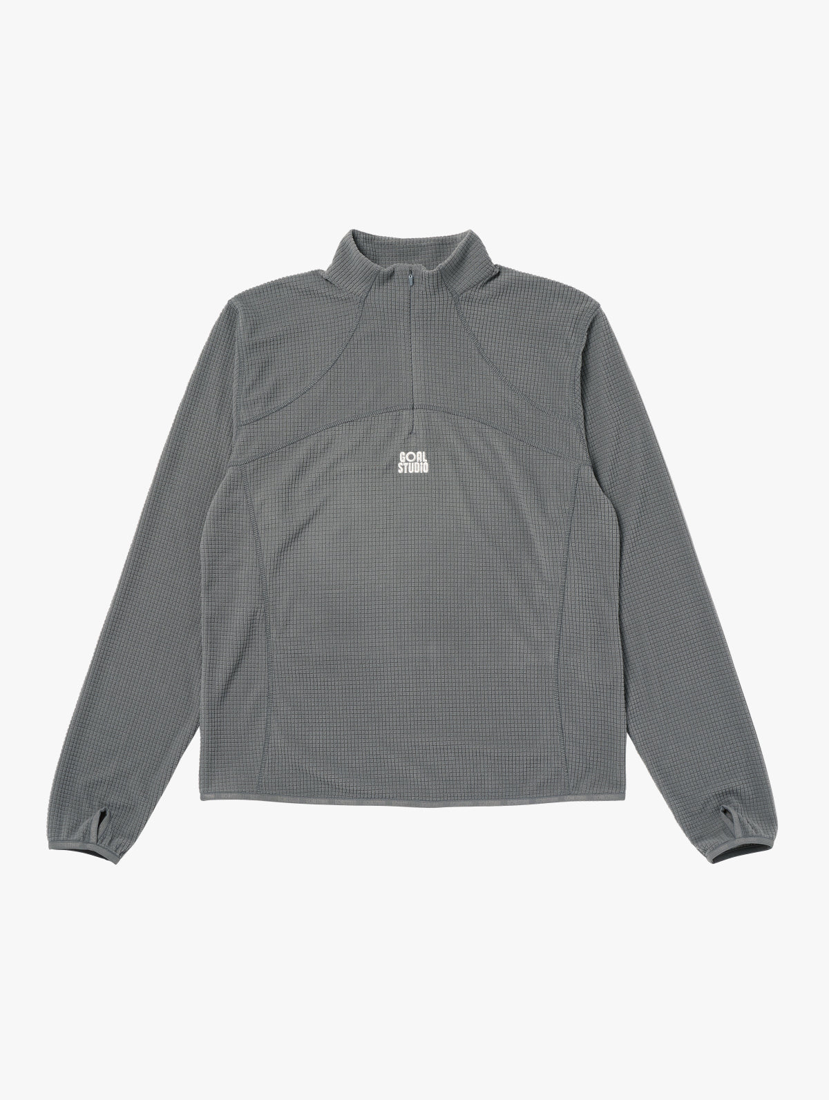 M'S GRID FLEECE QUARTER ZIP-UP TEE - GREY
