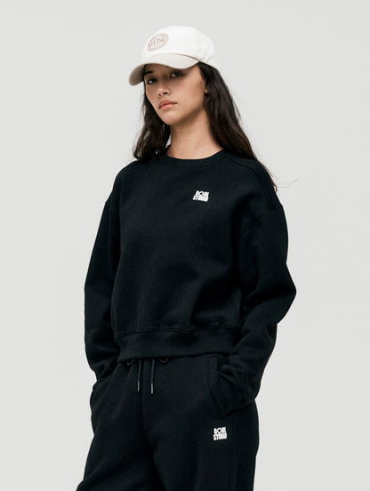 W'S ESSENTIAL BRUSHED SWEAT - BLACK