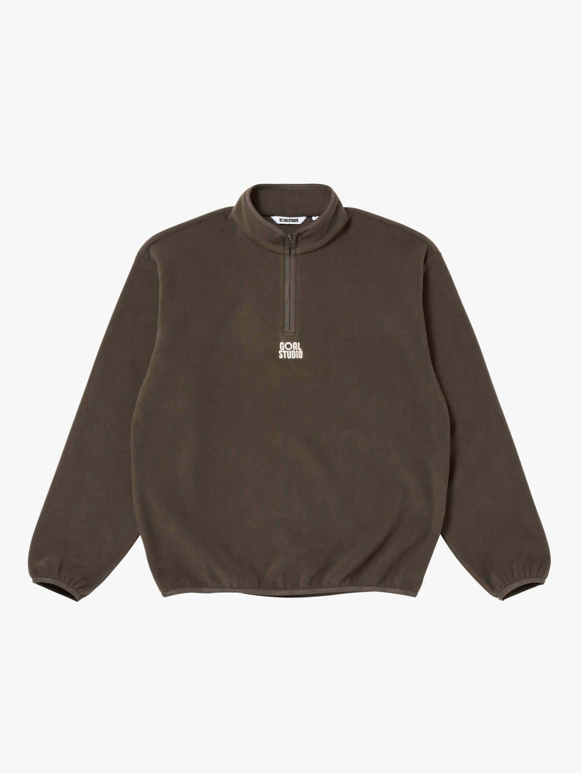 ESSENTIAL MICROFLEECE QUARTER ZIP-UP TEE - DARK BROWN