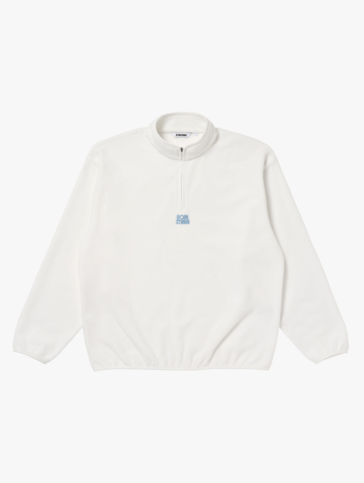 ESSENTIAL MICROFLEECE QUARTER ZIP-UP TEE - OFF WHITE
