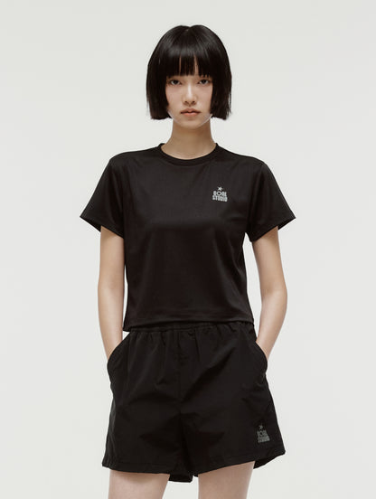 W'S TRACK GOAL LOGO CROP TEE - BLACK