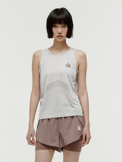 W'S JACQUARD SLEEVELESS - BEIGE
