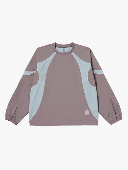 COLOR-BLOCK WOVEN PULLOVER - BROWN