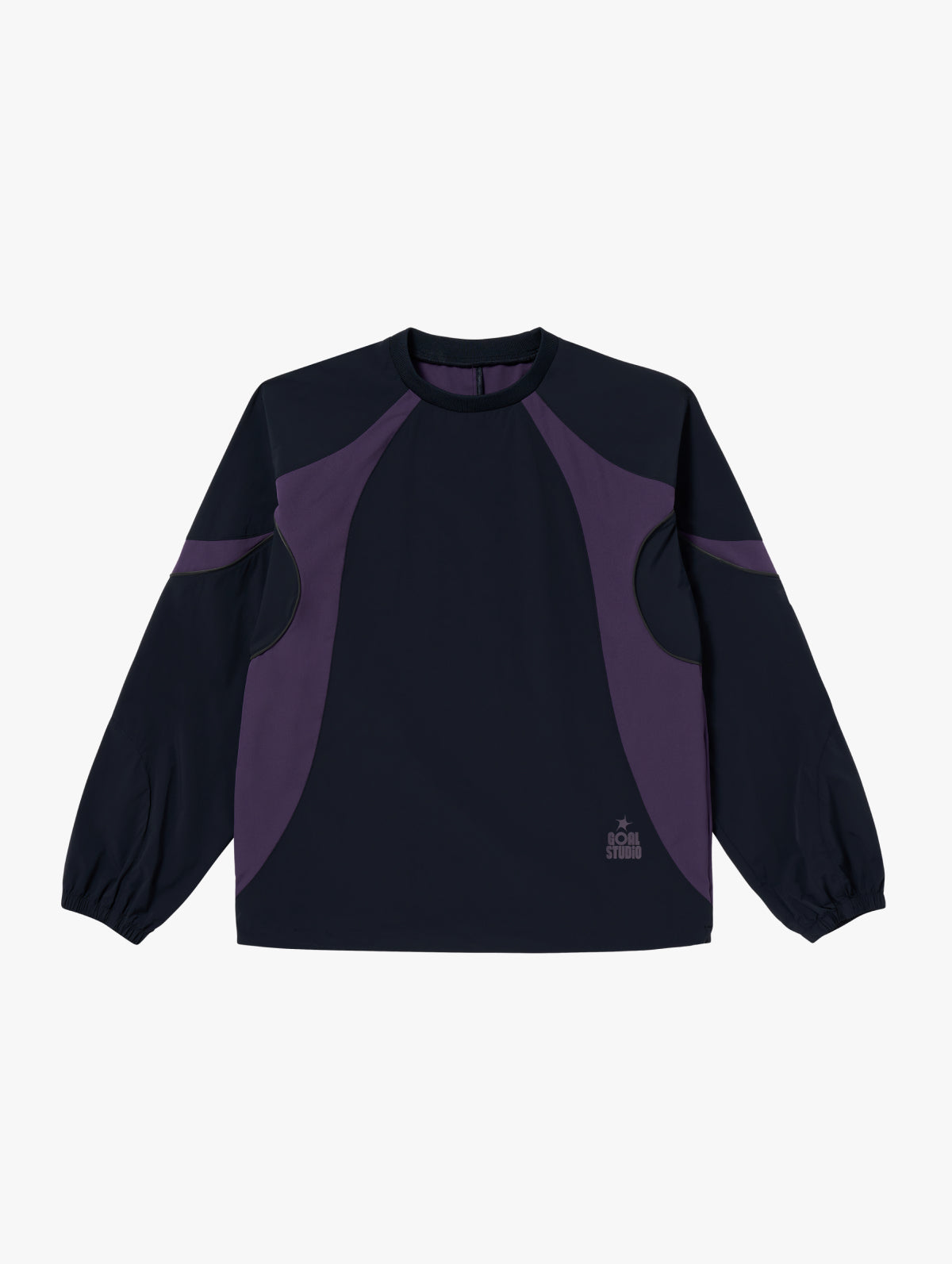 COLOR-BLOCK WOVEN PULLOVER - NAVY