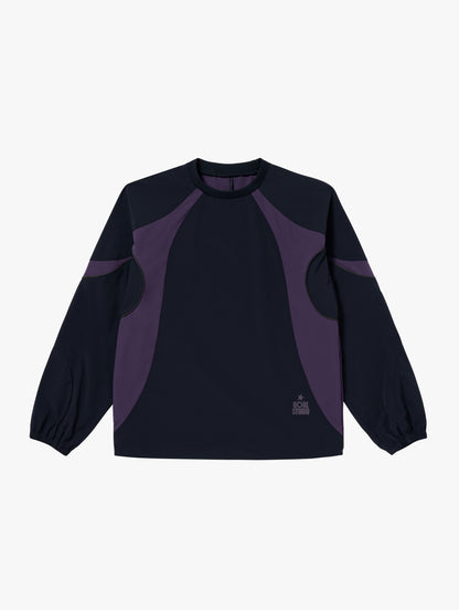 COLOR-BLOCK WOVEN PULLOVER - NAVY