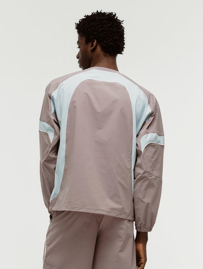 COLOR-BLOCK WOVEN PULLOVER - BROWN