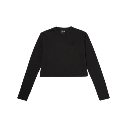 ゴールスタジオ シグネイチャー ウィメンズ クロップド ロングスリーブ Tシャツ ブラック