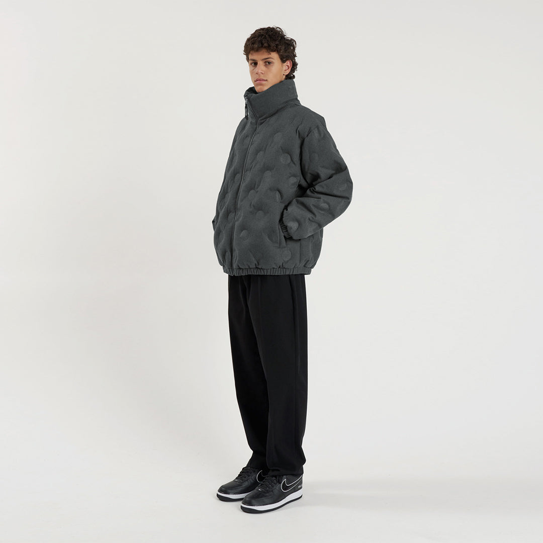 ゴールスタジオ サークルエンボス ウールライク RDS ダウン ジャケット ダーク グレイ