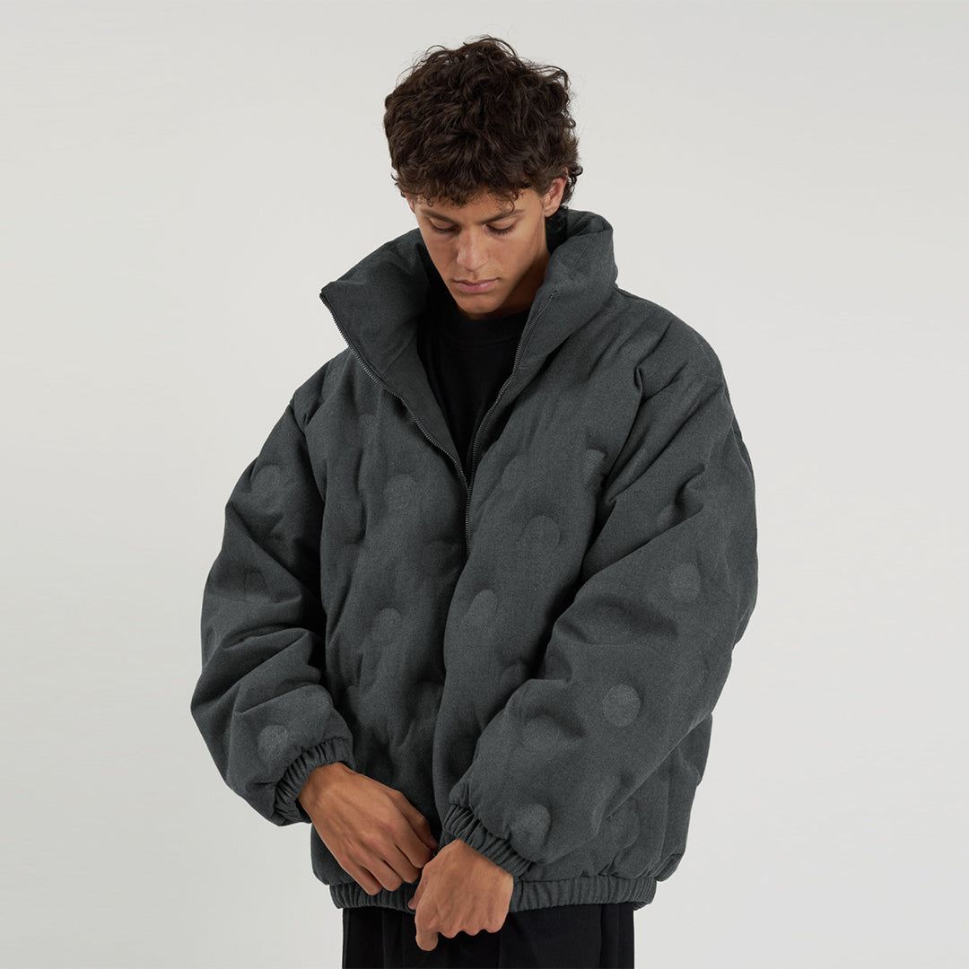 ゴールスタジオ サークルエンボス ウールライク RDS ダウン ジャケット ダーク グレイ