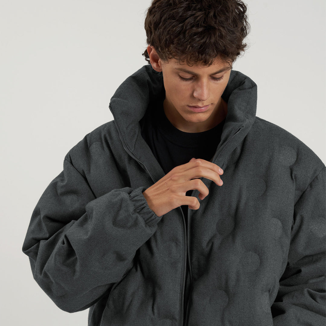 ゴールスタジオ サークルエンボス ウールライク RDS ダウン ジャケット ダーク グレイ