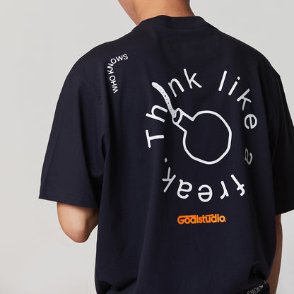 ゴールスタジオ フィアレス ビッグボム 半袖 Tシャツ ネイビー