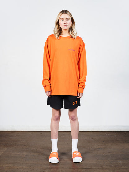 ゴールスタジオ ハートボール グラフィック ロングスリーブ Tシャツ オレンジ